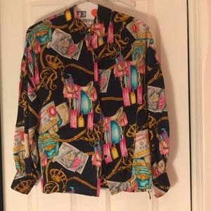 Silk blouse with fun Western pattern